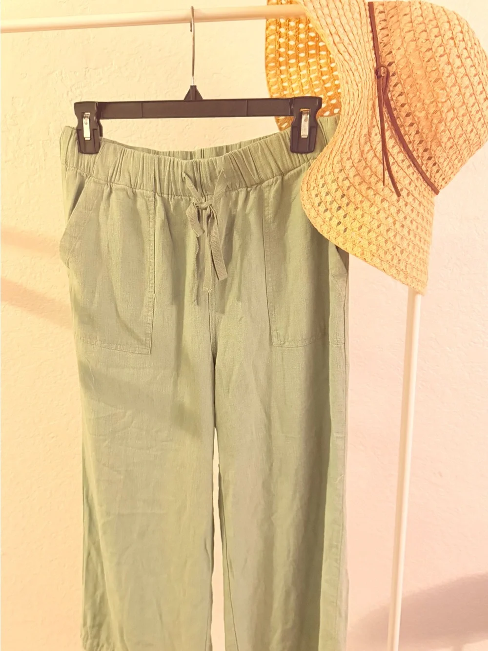 Thread & Supply Light Sage Wide-Leg Crop Drawstring Pants - Picture 1 of 2